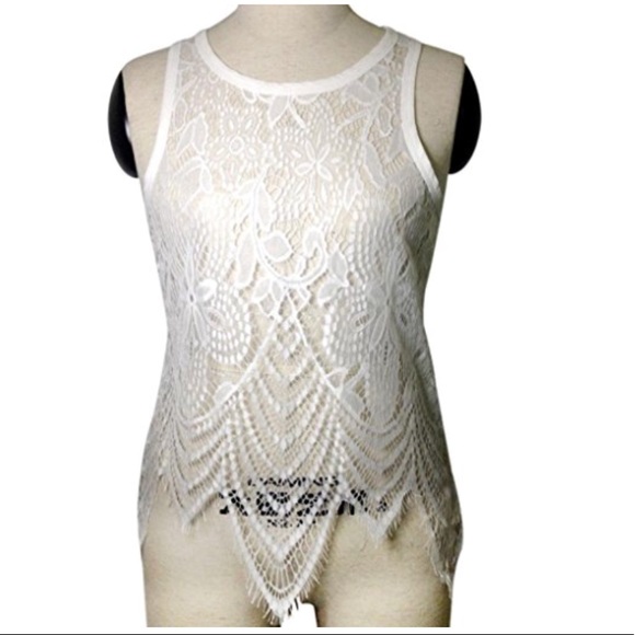 Boho Sexy Lace Crochet Vest Top Casual Blouse - Picture 3 of 5